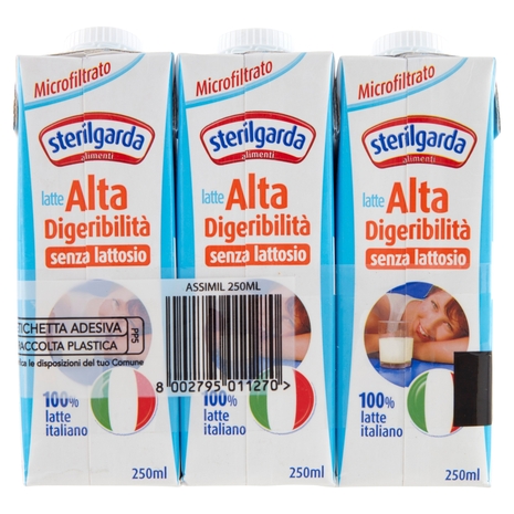 Latte Alta Digeribilità Senza Lattosio, 3x250 ml